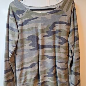 Maurices Olive and Gray Camouflage Top